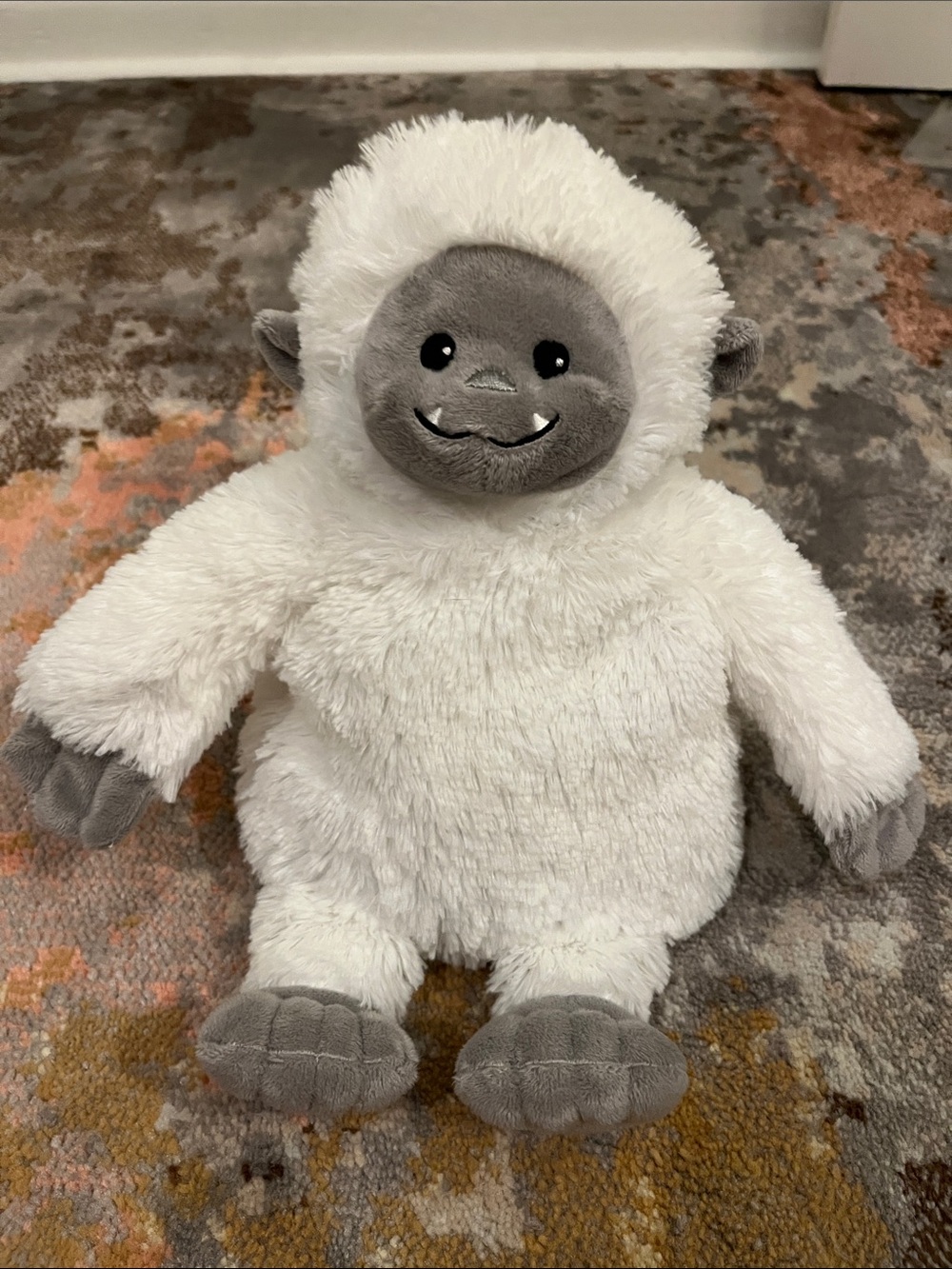 Warmies White Plush Stuffed Animal with Gray Paw Accents
